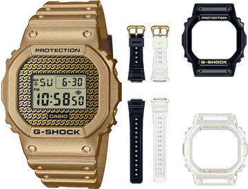 CASIO G-SHOCK Mod. THE ORIGIN - GOLD CHAIN Limited Edt. Special Pack + 2 Extra straps + 2 Extra Bezels