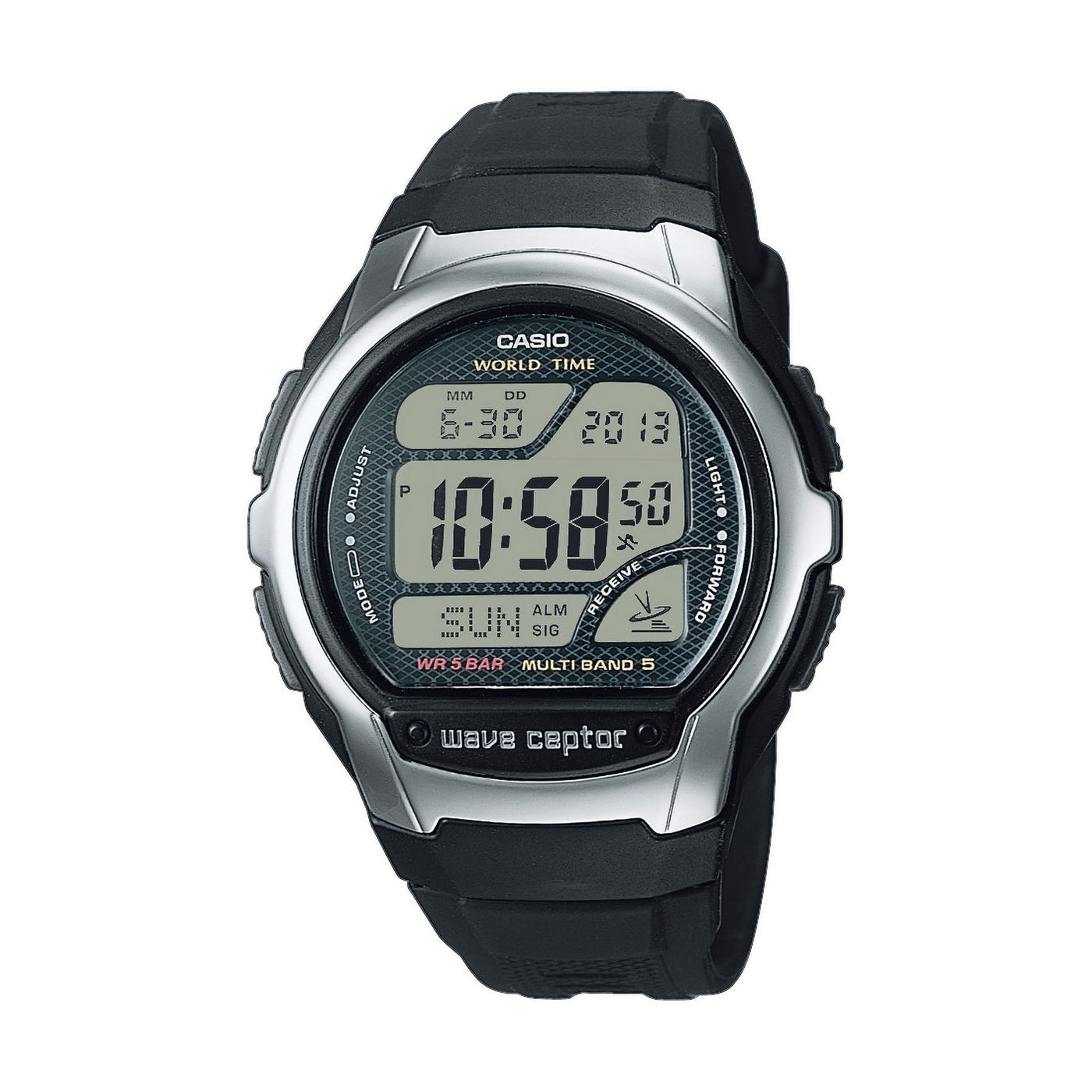 CASIO WAVE CEPTOR - WORLD TIME, RADIO CONTROLLED, Radio signal receiver (EU, USA, Japan) • Stop function • Alarm • Multi-language